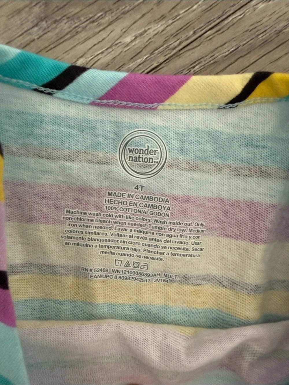 wonder nation Striped Short-Sleeve Dress in Aqua, Yellow, Purple, Black & Pink